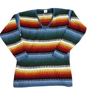 Partners By Mervyn's Colorful Stripe Sweater Womens Medium Vintage USA READ DESC
